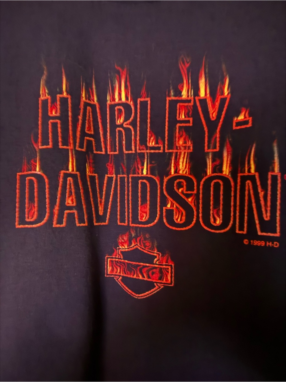 Vintage 1999 Harley-Davidson Men’s Black Flame Logo T-Shirt